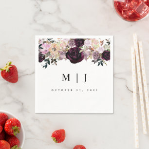 Serviette En Papier Vin Plum Mauve Fall Floral Mariage