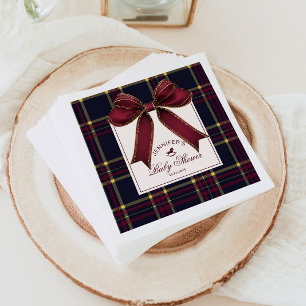 Serviette En Papier Vin Red Bow Rocking cheval plaid Baby shower