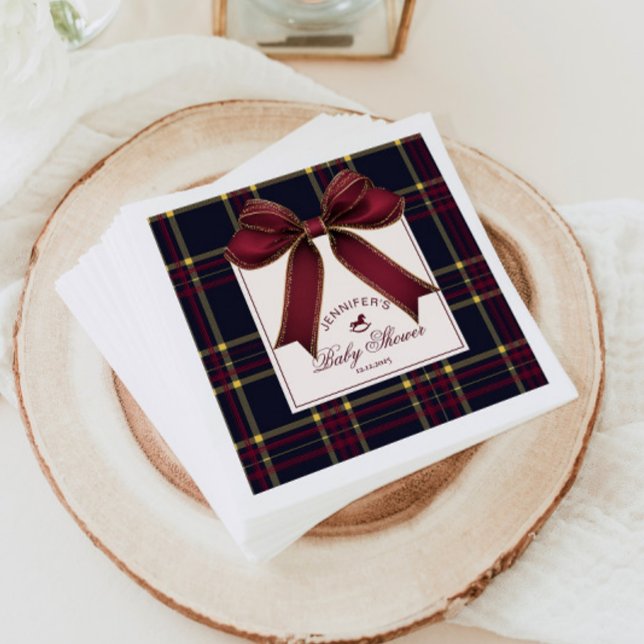Serviette En Papier Vin Red Bow Rocking cheval plaid Baby shower (Créateur téléchargé)