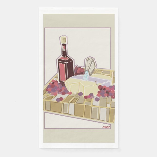 Serviette En Papier Vin rouge et fromage Charcuterie Board Napkins (Devant)