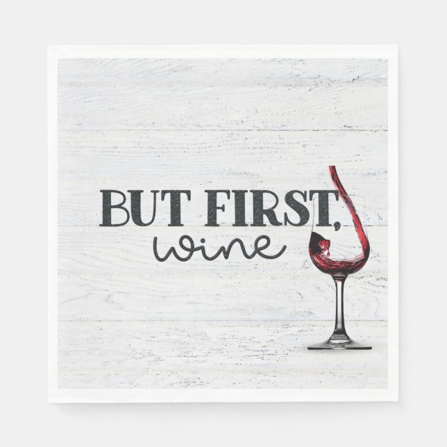 Serviette En Papier Vin Rouge Parlé Sur Bois Blanchi (Devant)