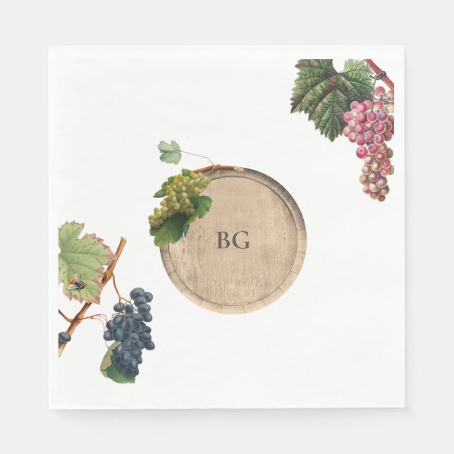 Serviette En Papier Vin rustique Barrel Vignoble Mariage (Devant)