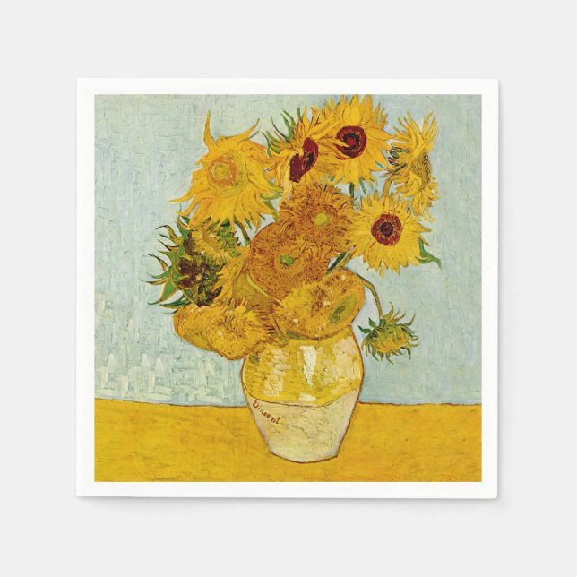 Serviette En Papier Vincent Van Gogh 12 Tournesols Impressionniste (Devant)