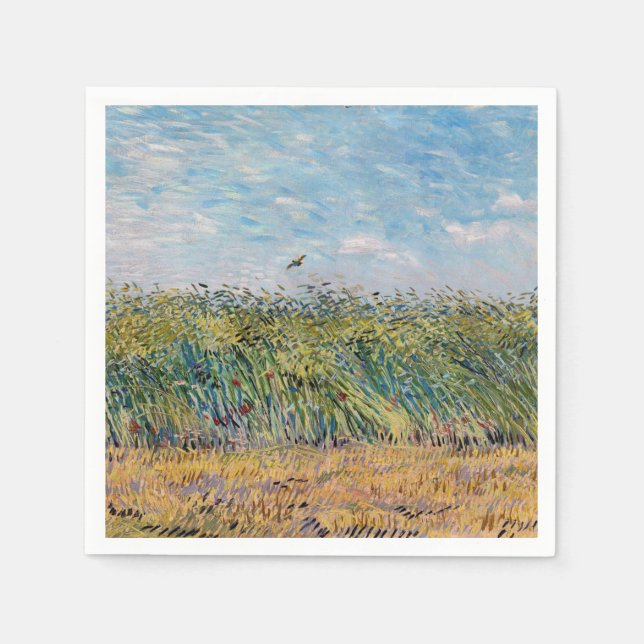 Serviette En Papier Vincent van Gogh - Champ de blé avec une lark (Devant)