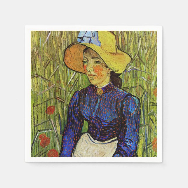 Serviette En Papier Vincent van Gogh - Fille paysanne en Casquette de  (Devant)