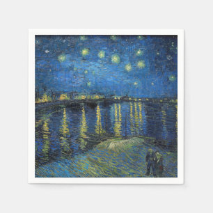 Serviette En Papier Vincent van Gogh - Nuit étoilée sur le Rhône
