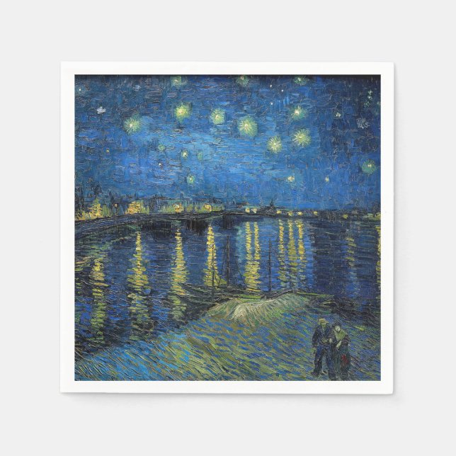 Serviette En Papier Vincent van Gogh - Nuit étoilée sur le Rhône (Devant)
