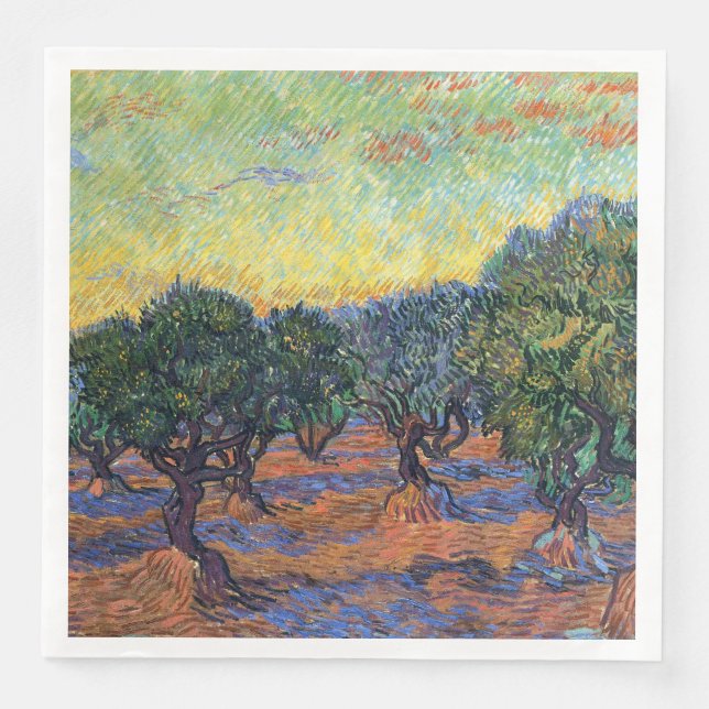 Serviette En Papier Vincent Van Gogh Olive Grove Impressionnisme Art (Devant)