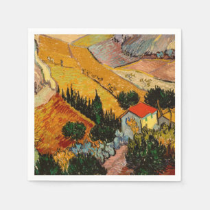 Serviette En Papier Vincent van Gogh - Paysage, maison et laboureur