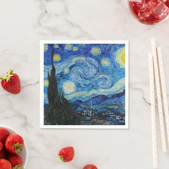 Serviette En Papier Vincent Van Gogh The Starry Night Fine Art (En situation)