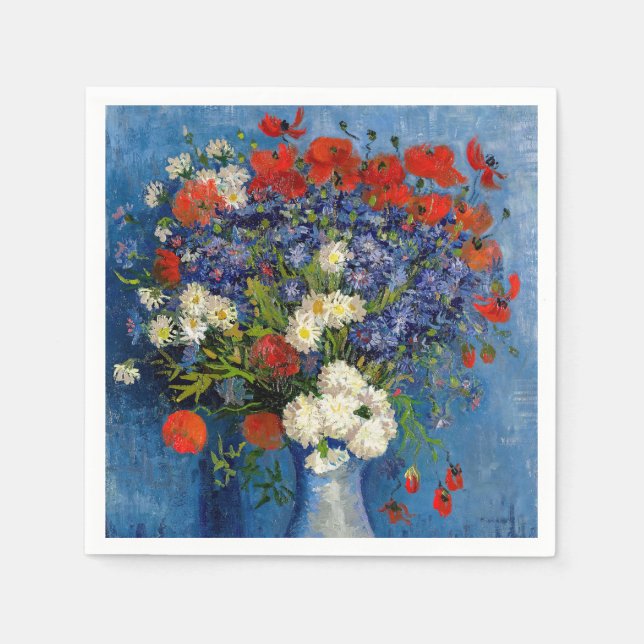 Serviette En Papier Vincent van Gogh - Vase avec Cornflowers & Poppies (Devant)