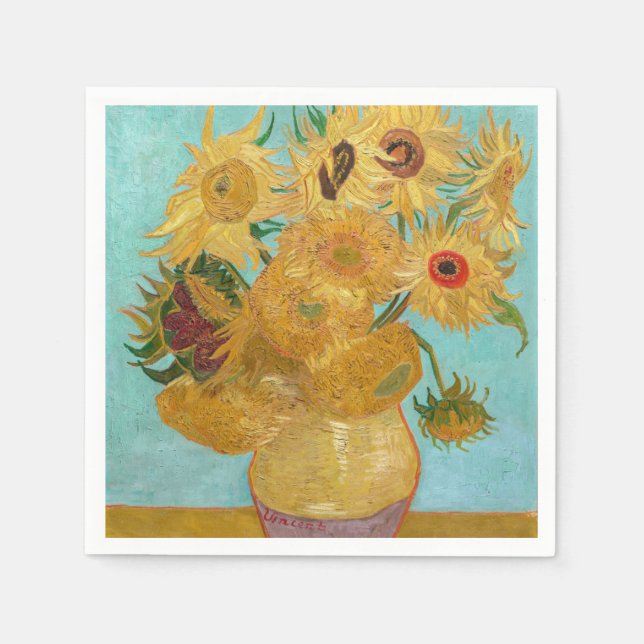 Serviette En Papier Vincent Van Gogh - Vase avec douze tournesols (Devant)