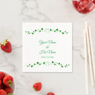 Serviette En Papier Vine Coeur Ivy Vert Thunder_Cove