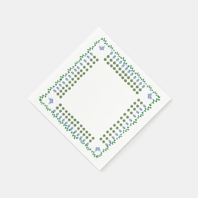 Serviette En Papier Vine Topiaire de Jar Ginger Bleu (Coin)