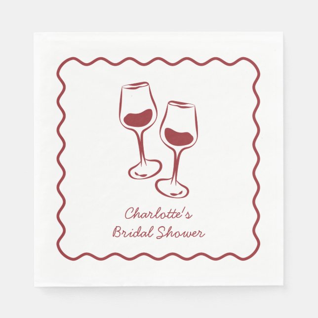 Serviette En Papier Vino Before Vows Burgundy Bridal Shower (Devant)