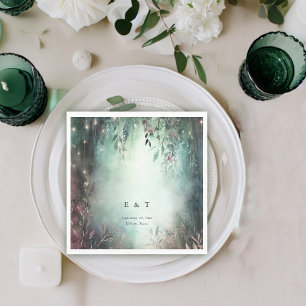 Serviette En Papier Vins de forêt enchantés Gold Mauve Mariage magique