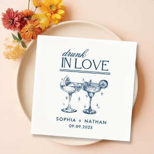 Serviette En Papier Vins Drunin In Love Lunettes de vin personnalisées