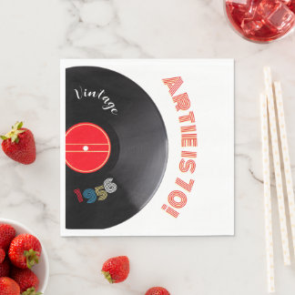 Serviette En Papier Vintage 1956 Record 70th Birthday Retro Stripe