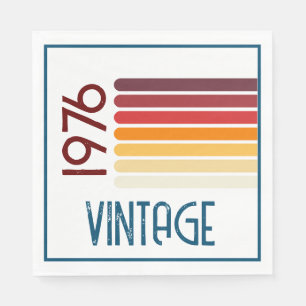 Serviette En Papier Vintage 1976 Retro Stripe Sun 50e anniversaire