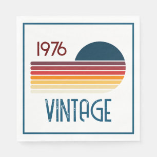 Serviette En Papier Vintage 1976 Retro Stripe Sun 50e anniversaire