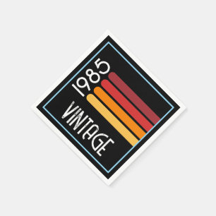 Serviette En Papier Vintage 1985 Retro Stripe Sun 40e anniversaire