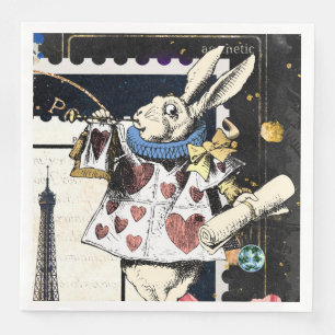 Serviette En Papier Vintage Alice au pays des merveilles Lapin blanc