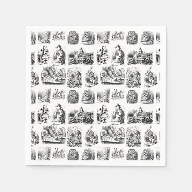 Serviette En Papier Vintage Alice's Adventures in Wonderland Motif (Devant)