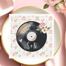 Vintage Aquarelle Floral Vinyl Record Mariage