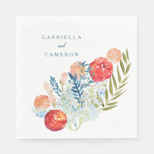 Serviette En Papier Vintage Aquarelle Florals Boho Garden Mariage