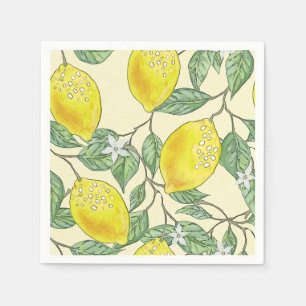 Serviette En Papier Vintage Aquarelle Lemons Motif été
