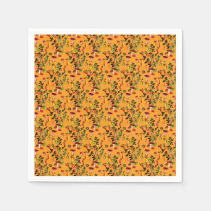 Serviette En Papier Vintage Autumn Forest Champignons Fruits Aquarelle