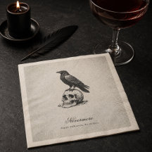 Vintage Black Gothique Crâne de Corbeau Halloween