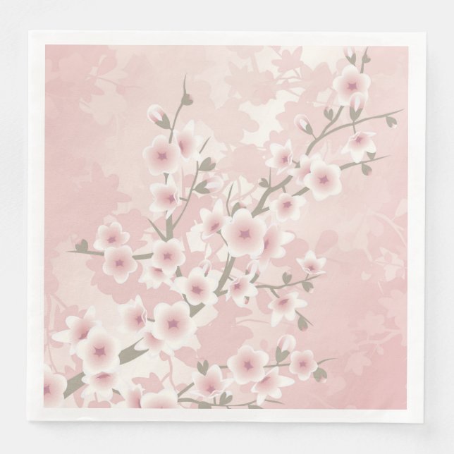 Serviette En Papier Vintage Blush PInk Cherry Blossom (Devant)