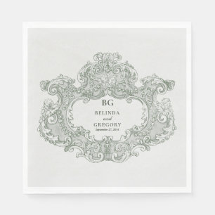 Serviette En Papier Vintage Botanique Vert Jardin Mariage Thème