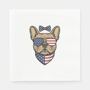 Serviette En Papier Vintage Bulldog français patriotique Art vectoriel