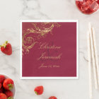 Vintage Burgundy Gold Floral Damask Script Mariage