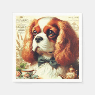 Serviette En Papier Vintage Cavalier King Charles Peinture espagnole