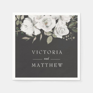 Serviette En Papier Vintage Cherish Floral Mariage Monogram Dîner