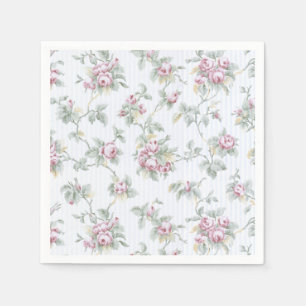 Serviette En Papier Vintage chic Rose et raypes