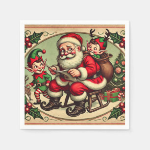 Serviette En Papier Vintage Christmas Holiday Père Noël Cookie