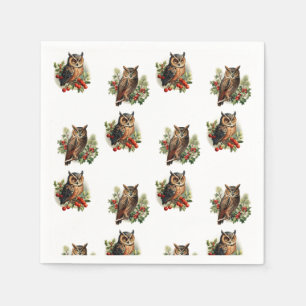 Serviette En Papier Vintage Christmas Owl