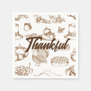 Serviette En Papier Vintage classique Thanksgiving minimaliste Rustiqu