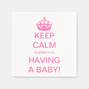 Serviette En Papier Vintage Conserver le calme Baby shower fille rose