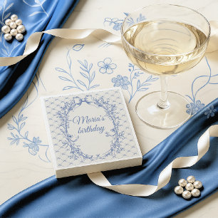 Serviette En Papier Vintage Coquette Blue Bow floral