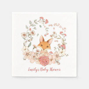 Serviette En Papier Vintage Cute Fox Florals Feuille Baby shower fille