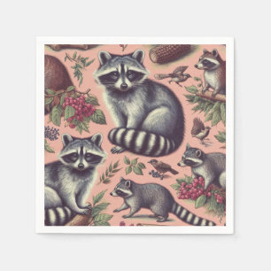 Serviette En Papier Vintage Cute Racoon
