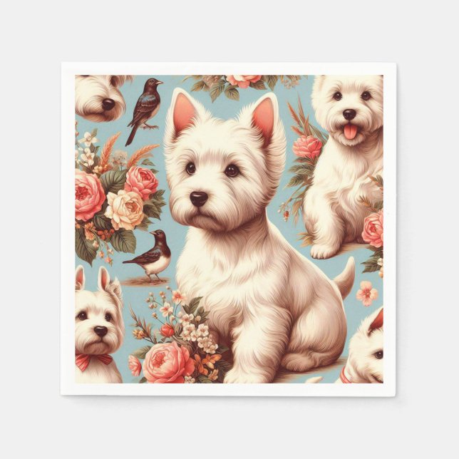 Serviette En Papier Vintage Cute West Highland White Terrier (Devant)