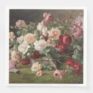 Serviette En Papier Vintage E. Hariel Rose Still Life