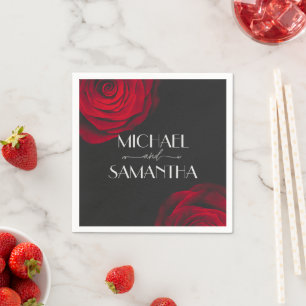 Serviette En Papier Vintage écarlate rouge rose pétale mariage
