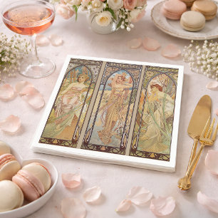 Serviette En Papier Vintage Élégant Art Nouveau Mucha Moments de la Jo